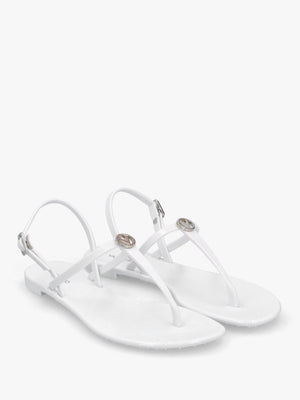 Jally White Toe Post Logo Sandals