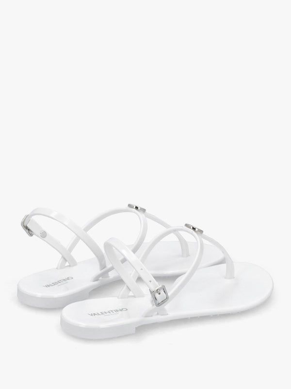 Jally White Toe Post Logo Sandals