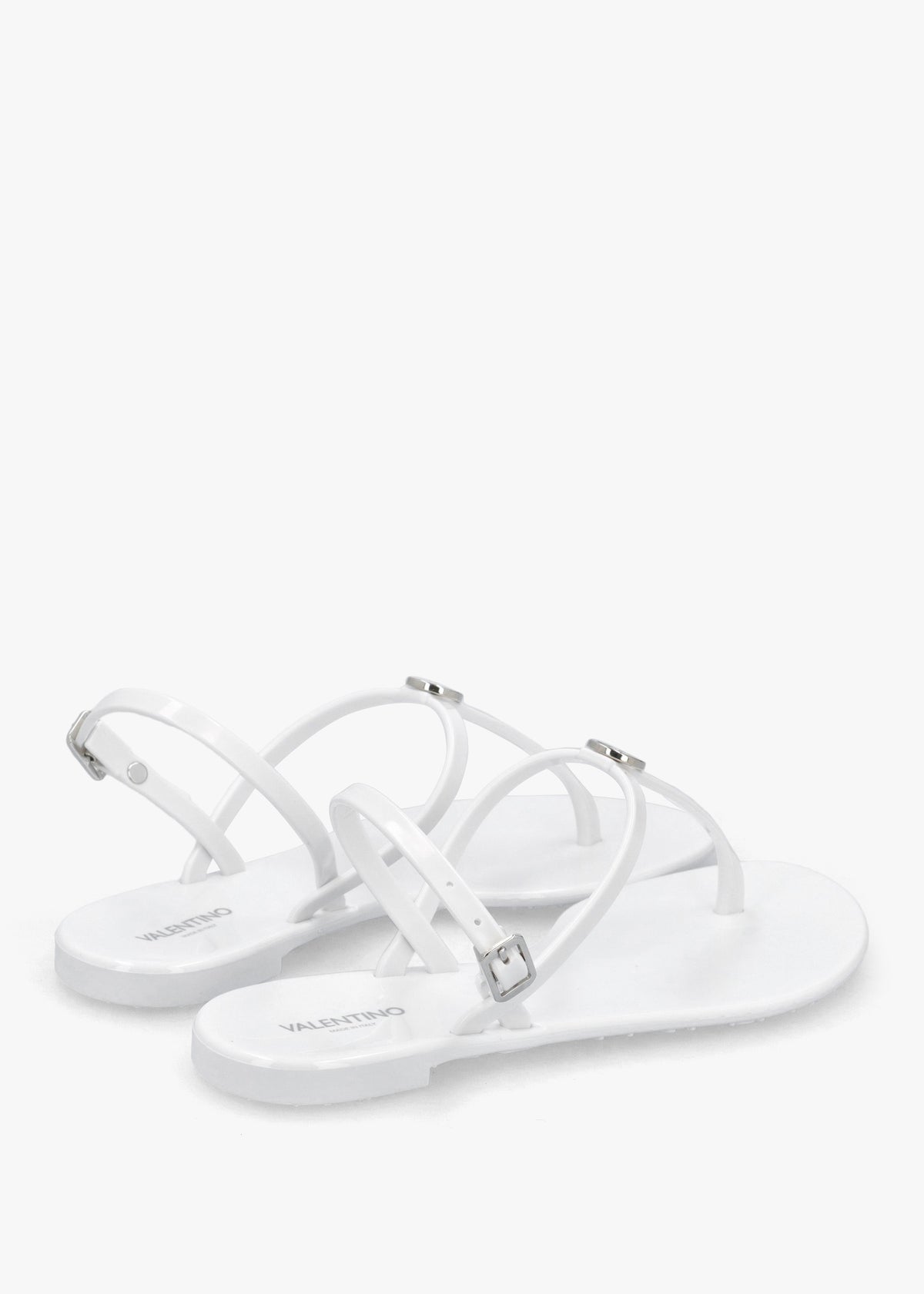 Jally White Toe Post Logo Sandals