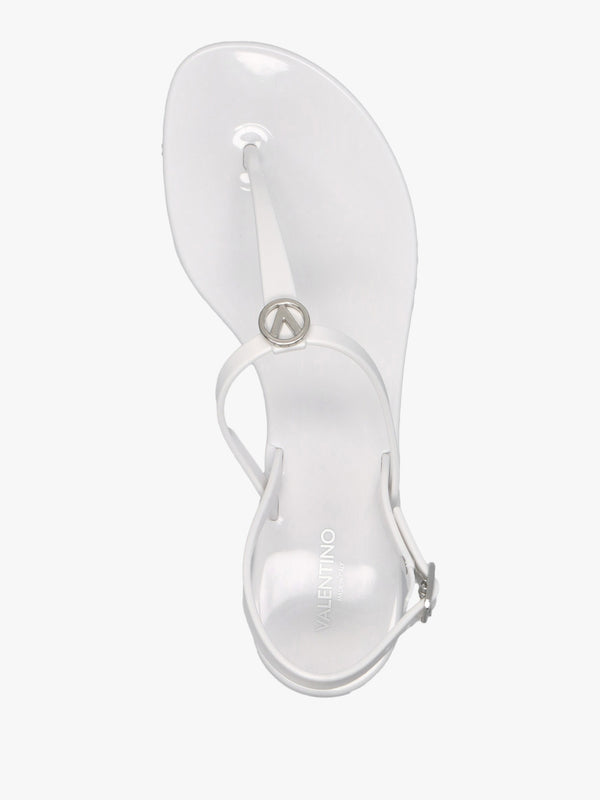 Jally White Toe Post Logo Sandals