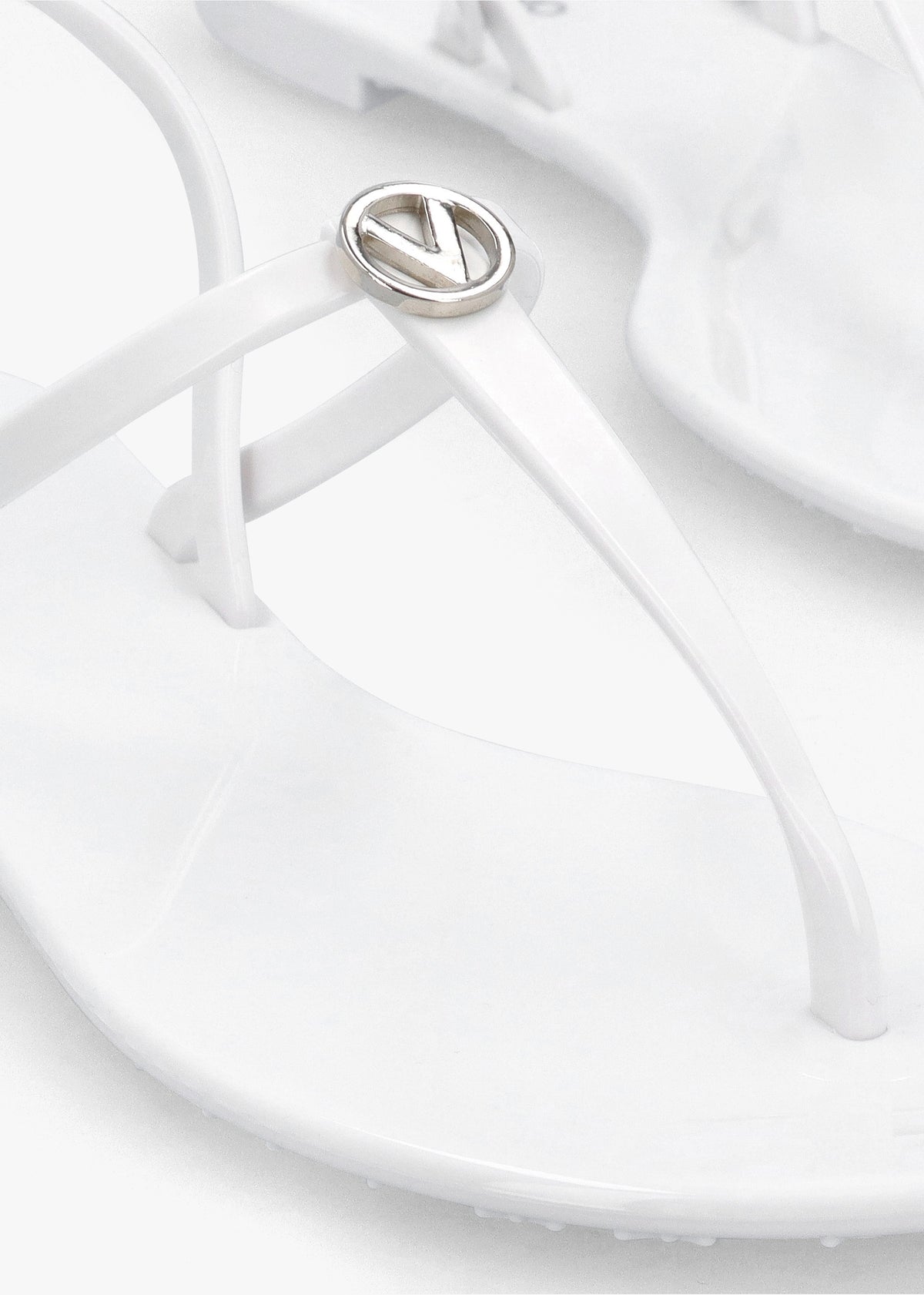 Jally White Toe Post Logo Sandals