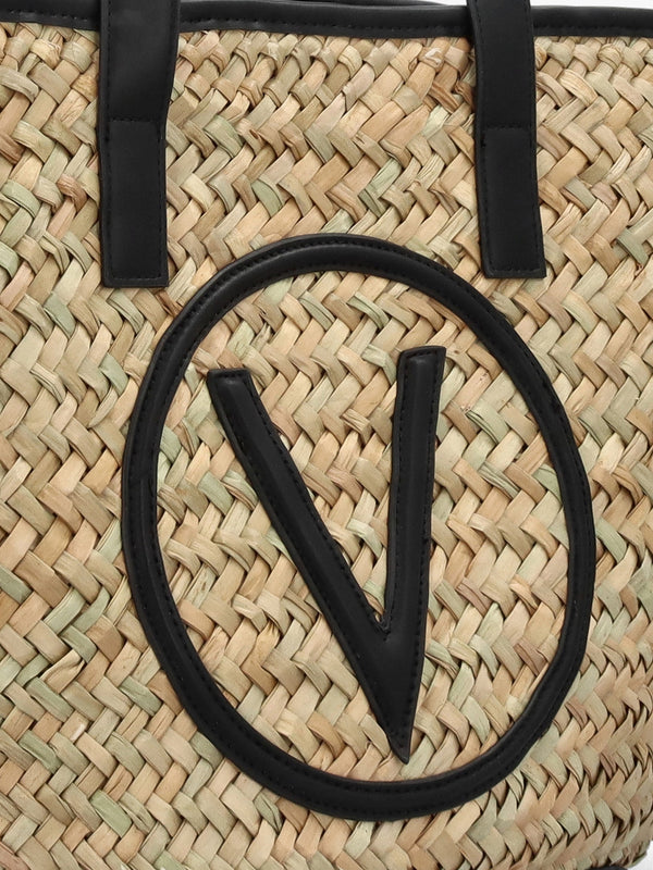 Samuela Natural Nero Woven Straw Shopper Bag