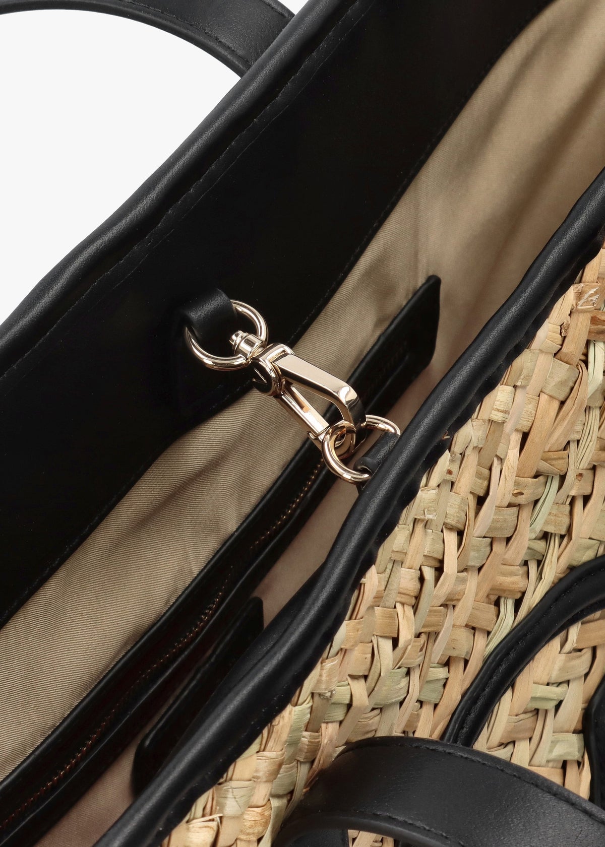 Samuela Natural Nero Woven Straw Shopper Bag