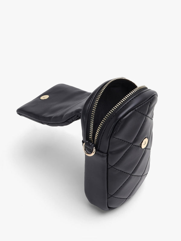 Ocarina Quilted Nero Mobile Phone Case On A Strap