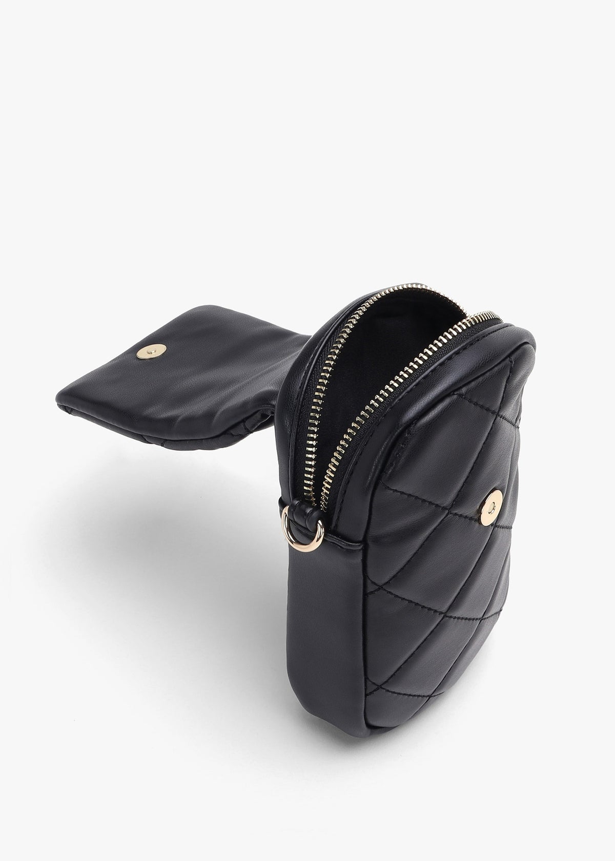 Ocarina Quilted Nero Mobile Phone Case On A Strap