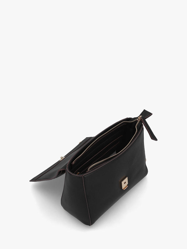 Samantha Nero Front Flap Shoulder Bag