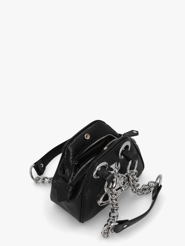 Archive Mini Croc Embossed Black Leather Chain Bag