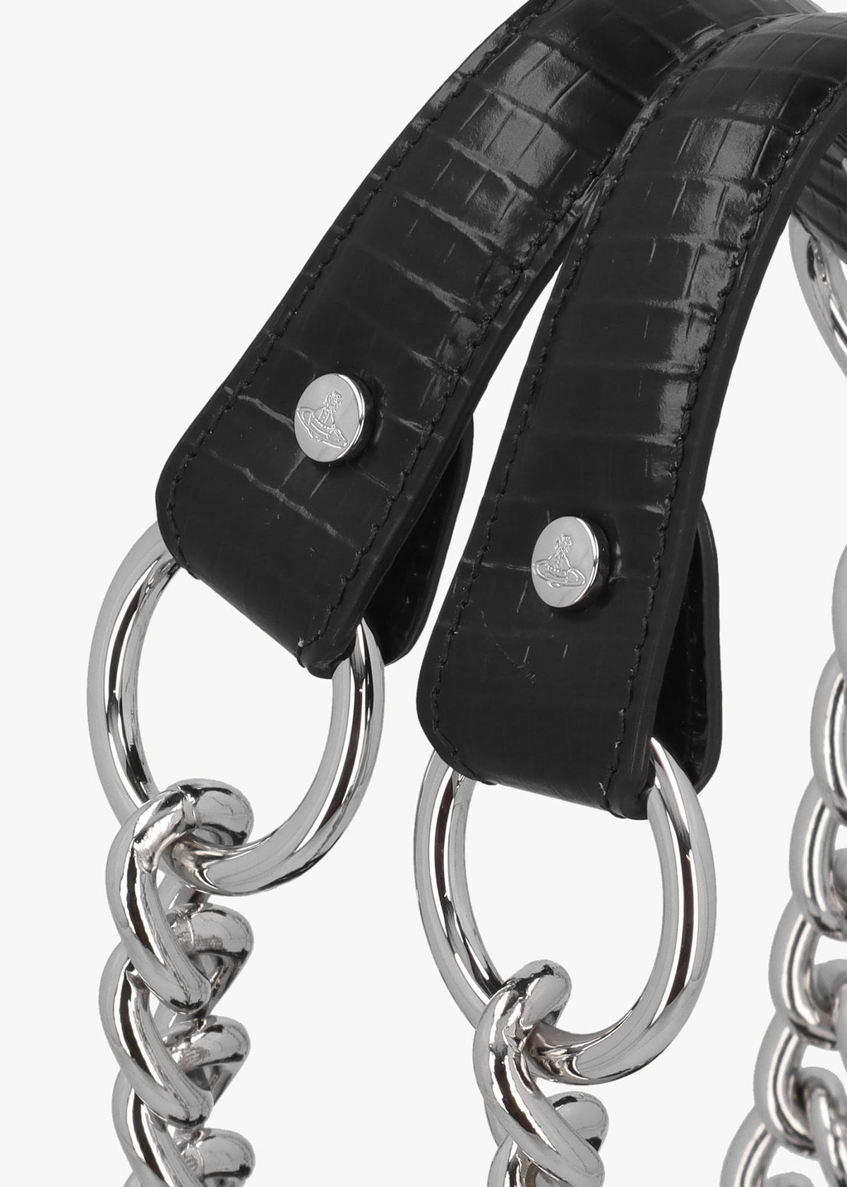 Archive Mini Croc Embossed Black Leather Chain Bag