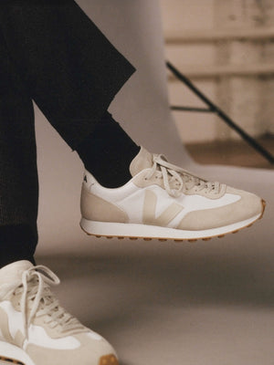 Rio Branco White Pierre Natural Suede & Mesh Trainers