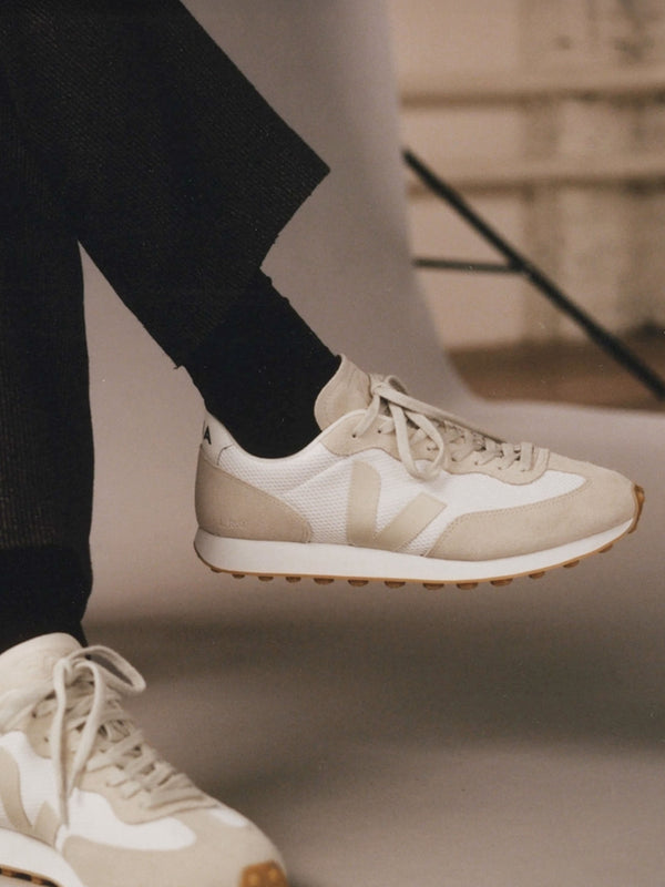 Rio Branco White Pierre Natural Suede & Mesh Trainers