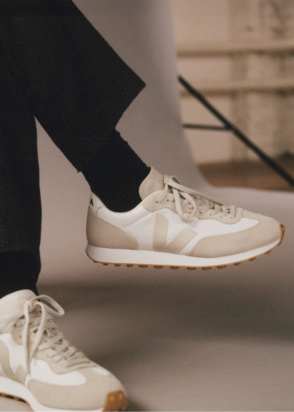Rio Branco White Pierre Natural Suede & Mesh Trainers