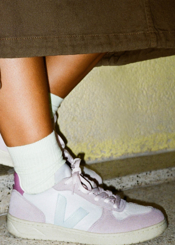 V-10 Leather Gravel Menthol Parme Trainers