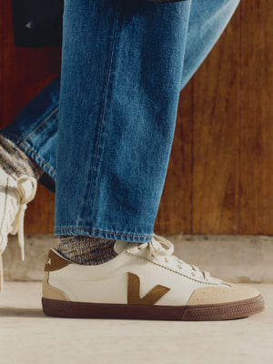 Men's Volley O.T Leather White Tent Bark Trainers