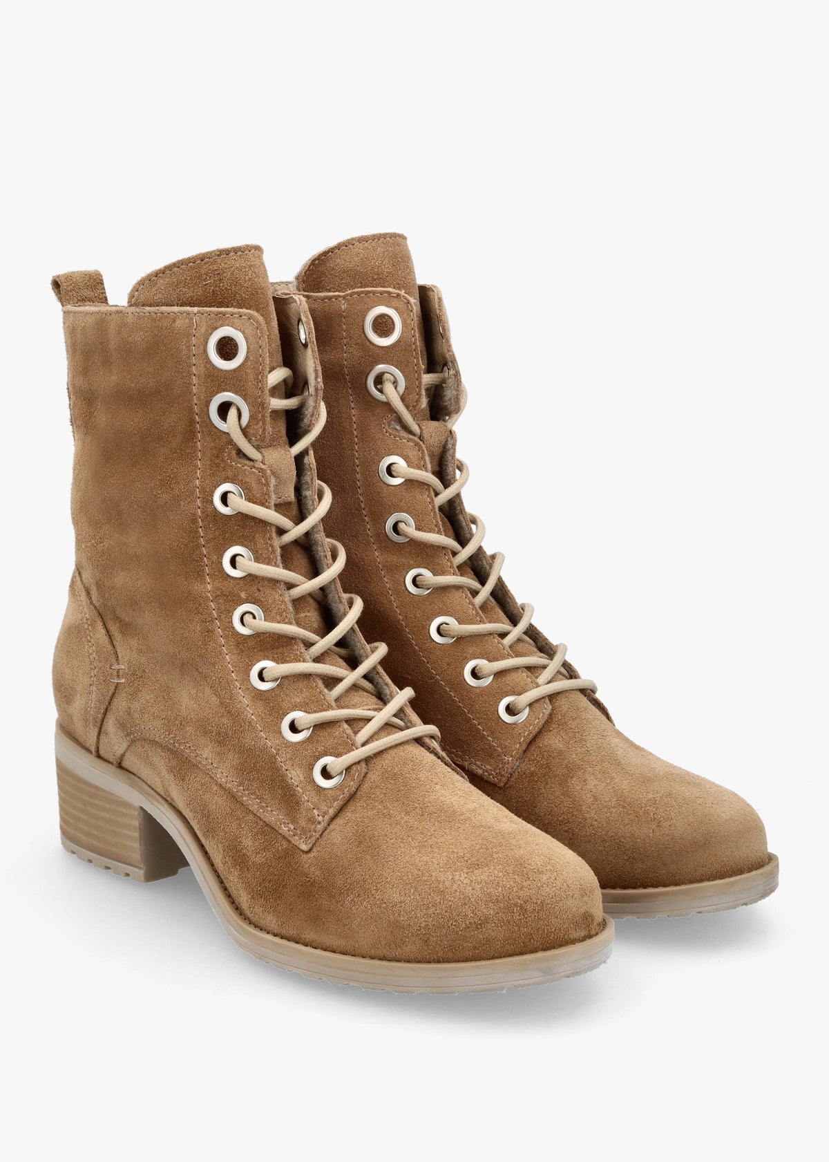 Bezzie Taupe Suede Block Heel Ankle Boots