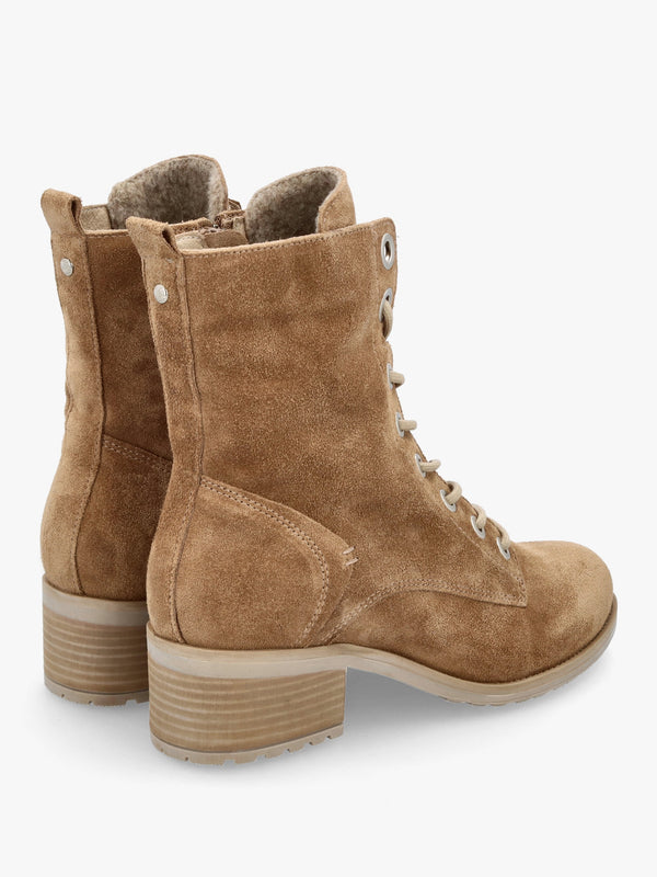 Bezzie Taupe Suede Block Heel Ankle Boots
