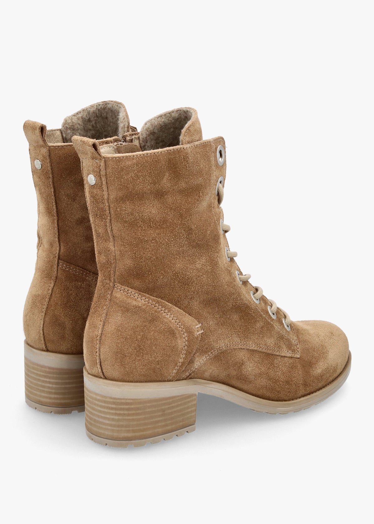 Bezzie Taupe Suede Block Heel Ankle Boots