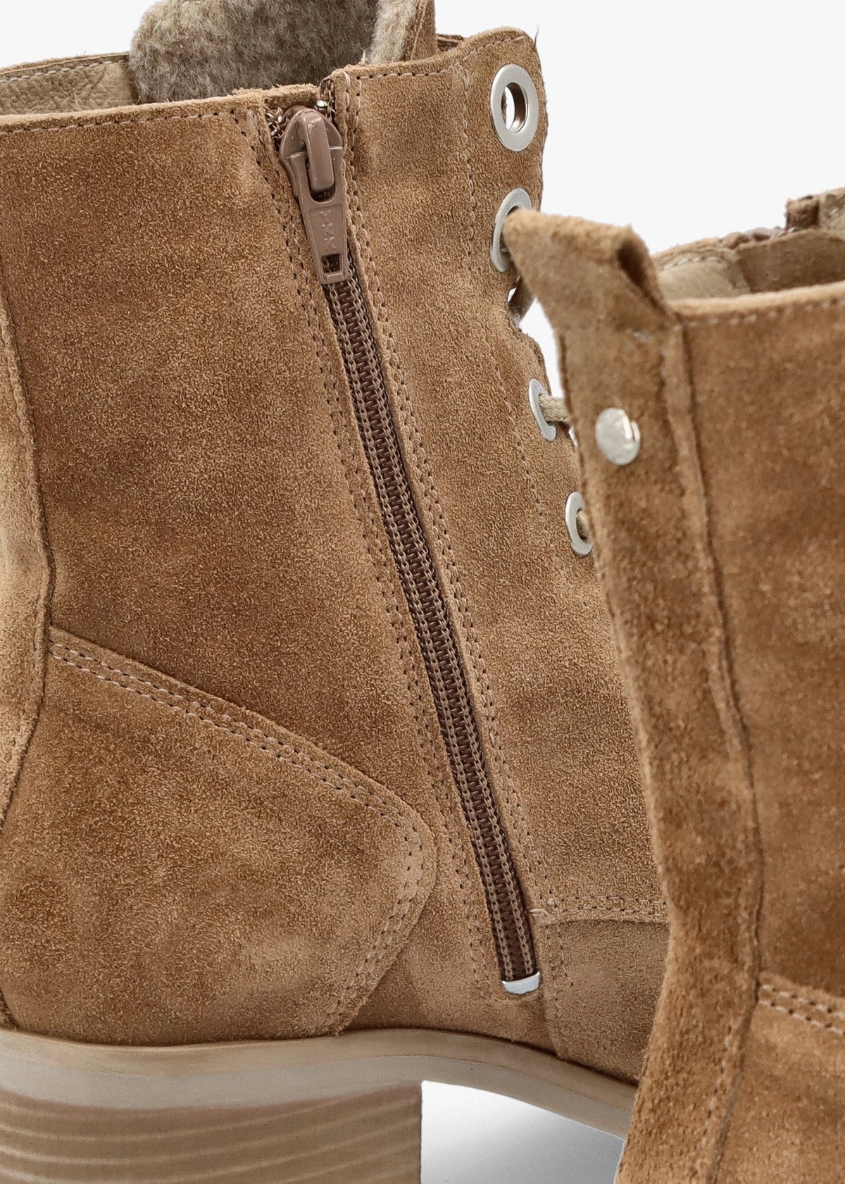 Bezzie Taupe Suede Block Heel Ankle Boots
