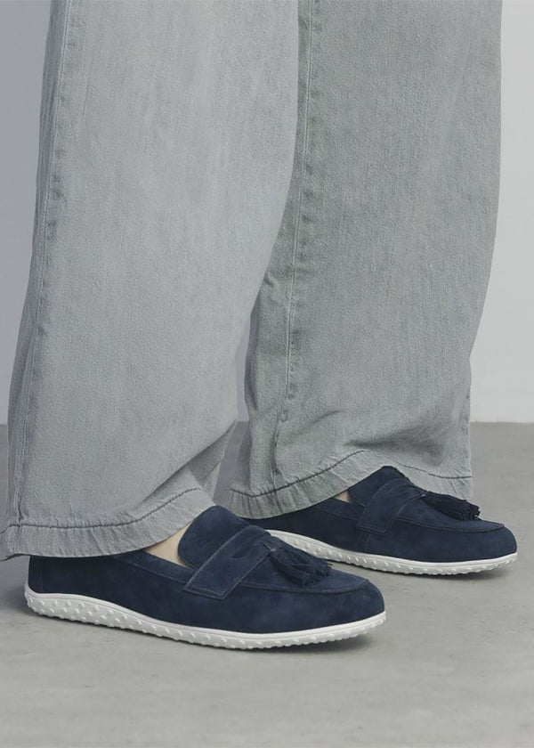 Elinia Navy Suede Tassel Loafers