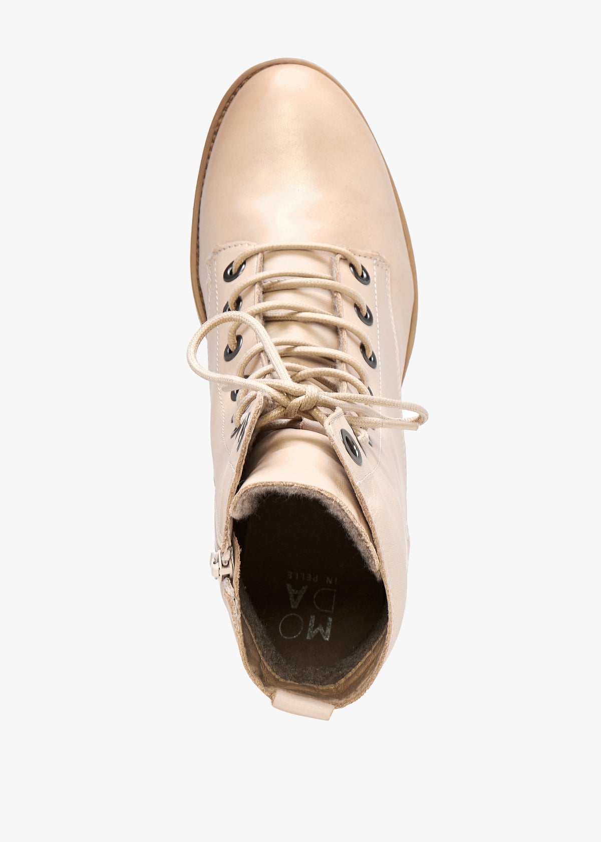 Bezzie Cream Leather Block Heel Ankle Boots