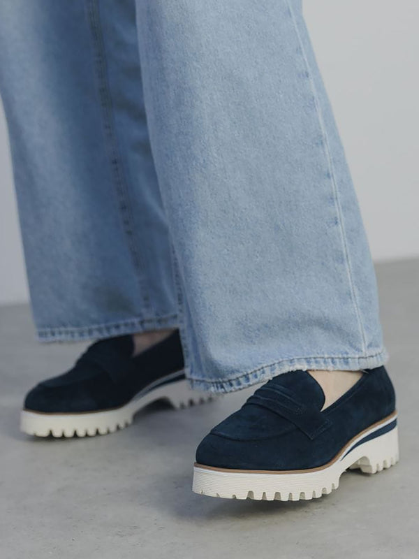 Ebonee Off Navy Suede Chunky Loafers