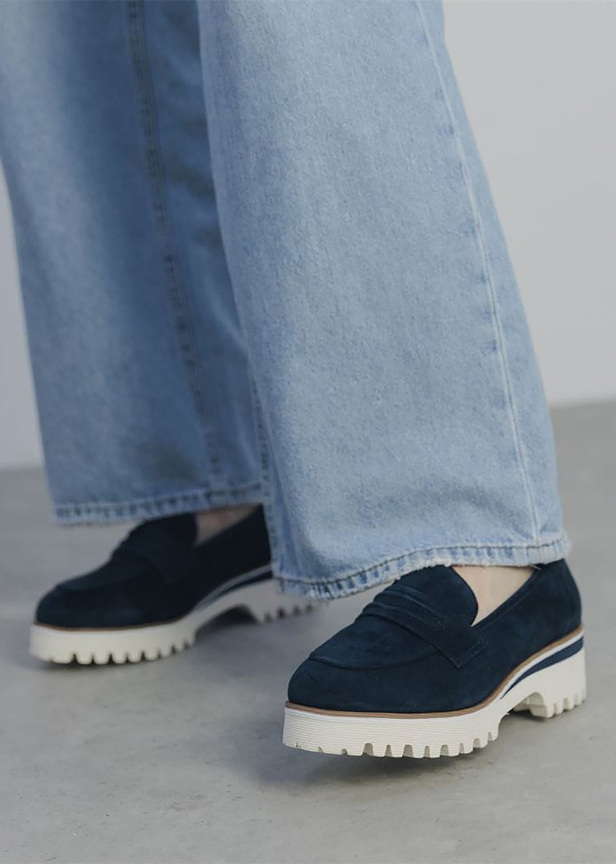 Ebonee Off Navy Suede Chunky Loafers