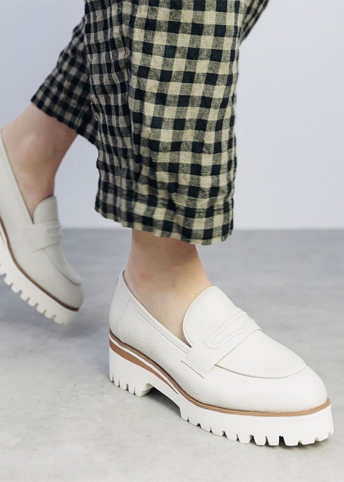Ebonee Off White Leather Chunky Loafers