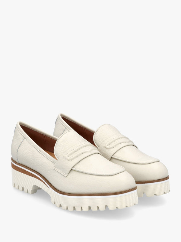 Ebonee Off White Leather Chunky Loafers