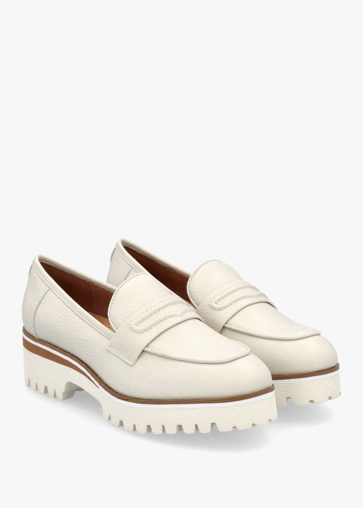 Ebonee Off White Leather Chunky Loafers