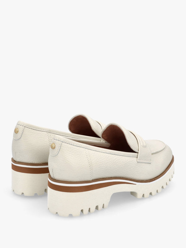 Ebonee Off White Leather Chunky Loafers
