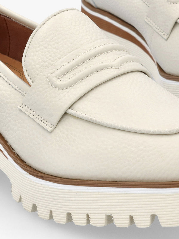 Ebonee Off White Leather Chunky Loafers