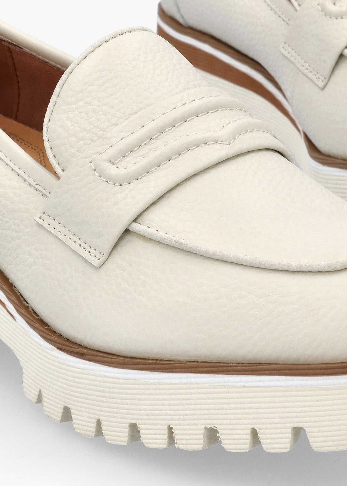Ebonee Off White Leather Chunky Loafers