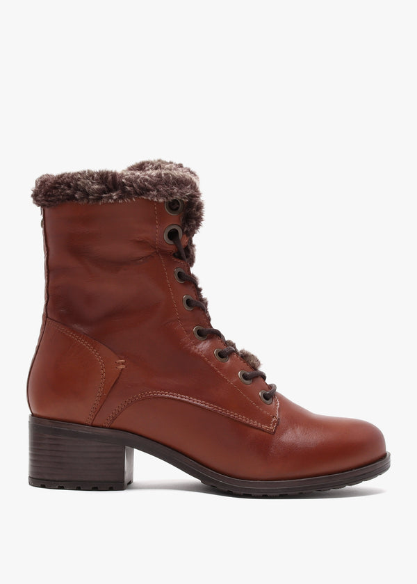 Alpinne Tan Leather Tall Ankle Boots
