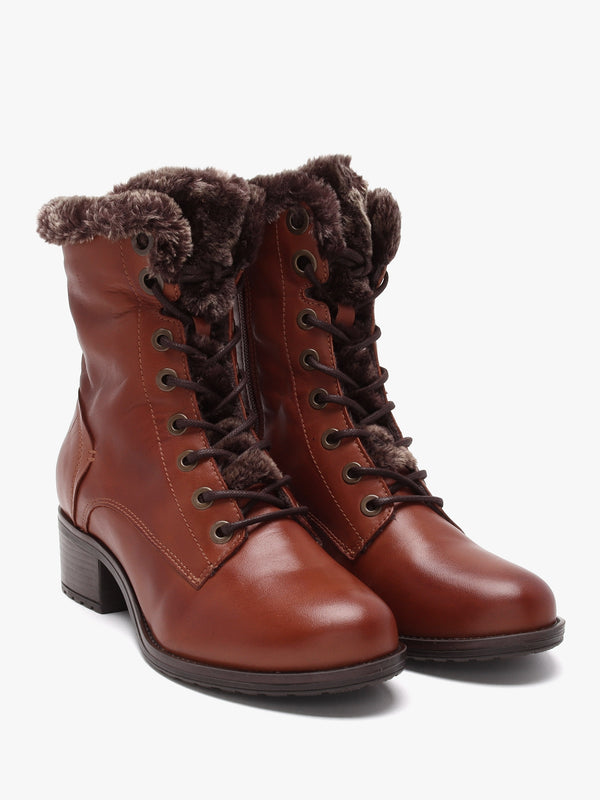 Alpinne Tan Leather Tall Ankle Boots