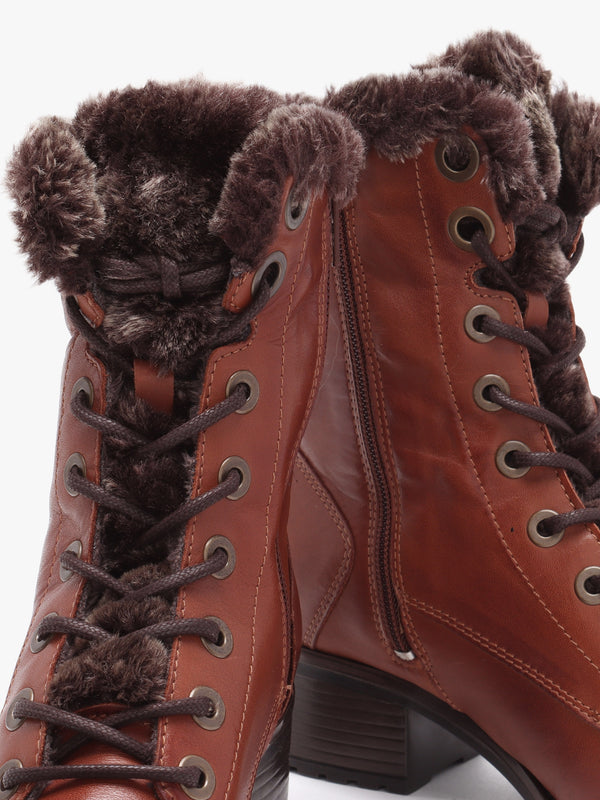 Alpinne Tan Leather Tall Ankle Boots