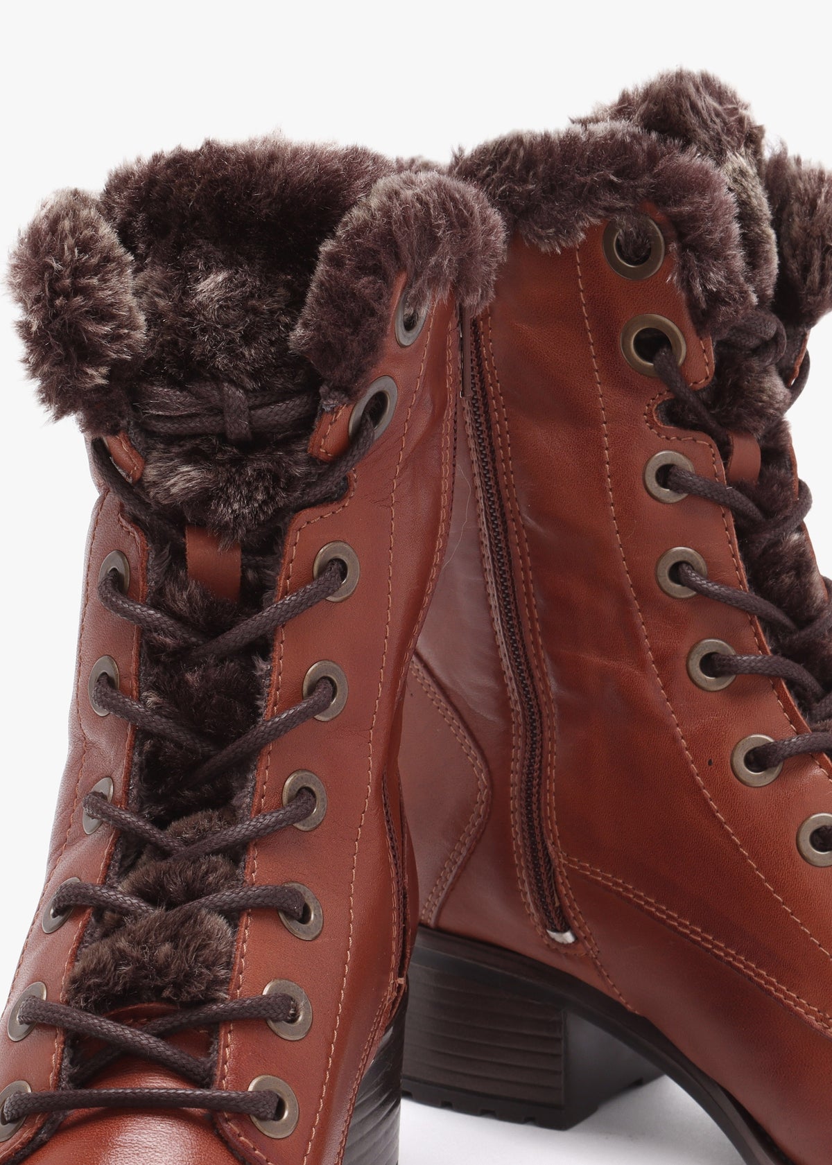 Alpinne Tan Leather Tall Ankle Boots