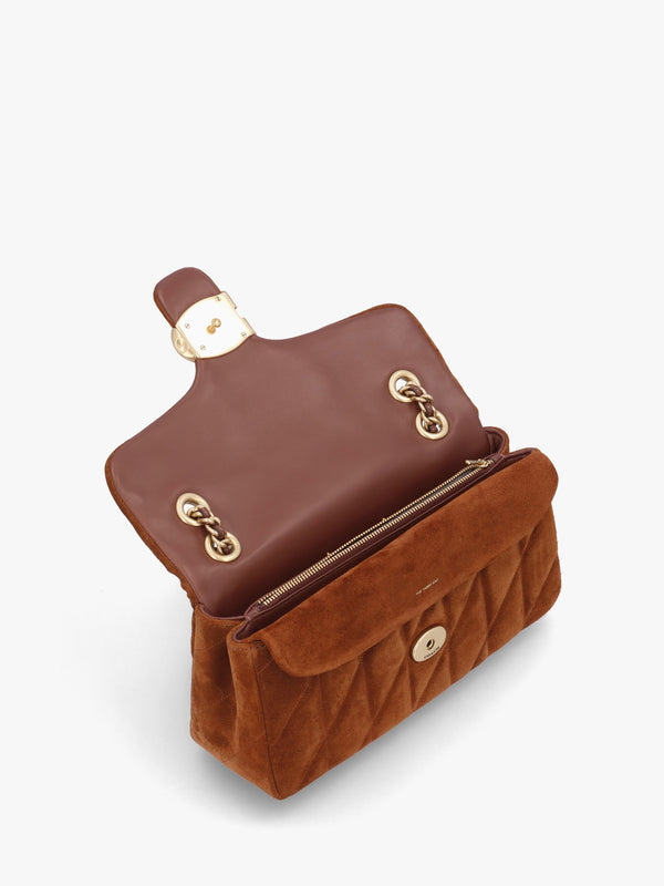 Tabby Quilted 26 Warm Brown Suede Shoulder Bag