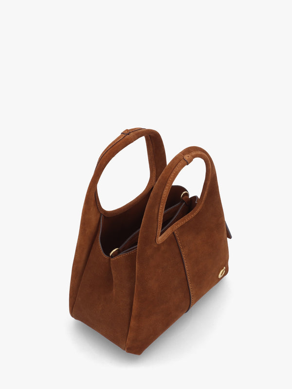Lana 23 Warm Brown Suede Shoulder Bag