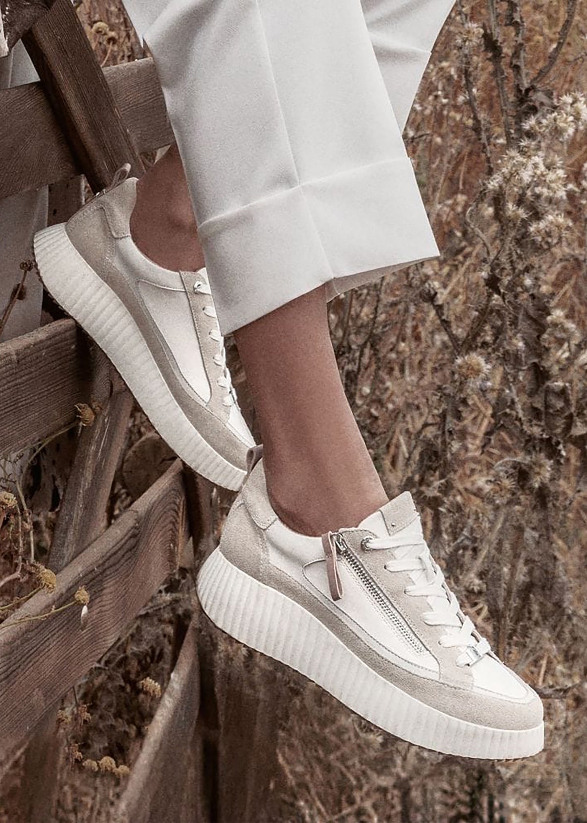 Bouville Off White Leather & Suede Chunky Trainers