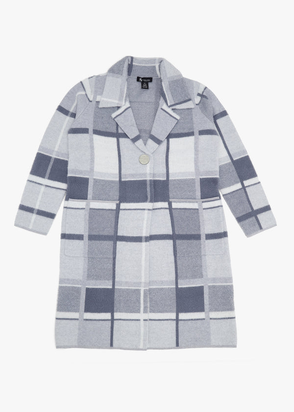 White Multi Knitted Longline Coat