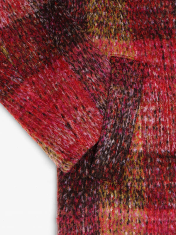 Multicoloured Red Checked Wool Mix Longline Coat