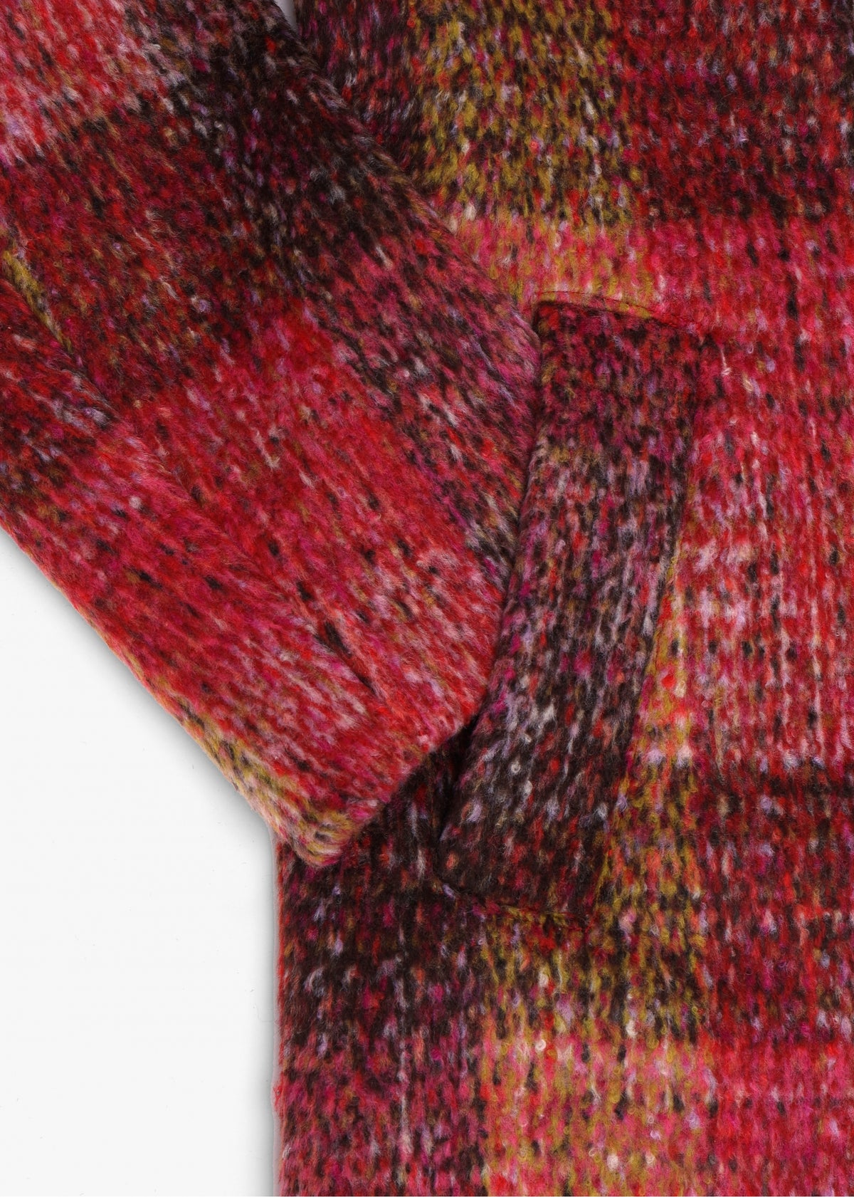 Multicoloured Red Checked Wool Mix Longline Coat