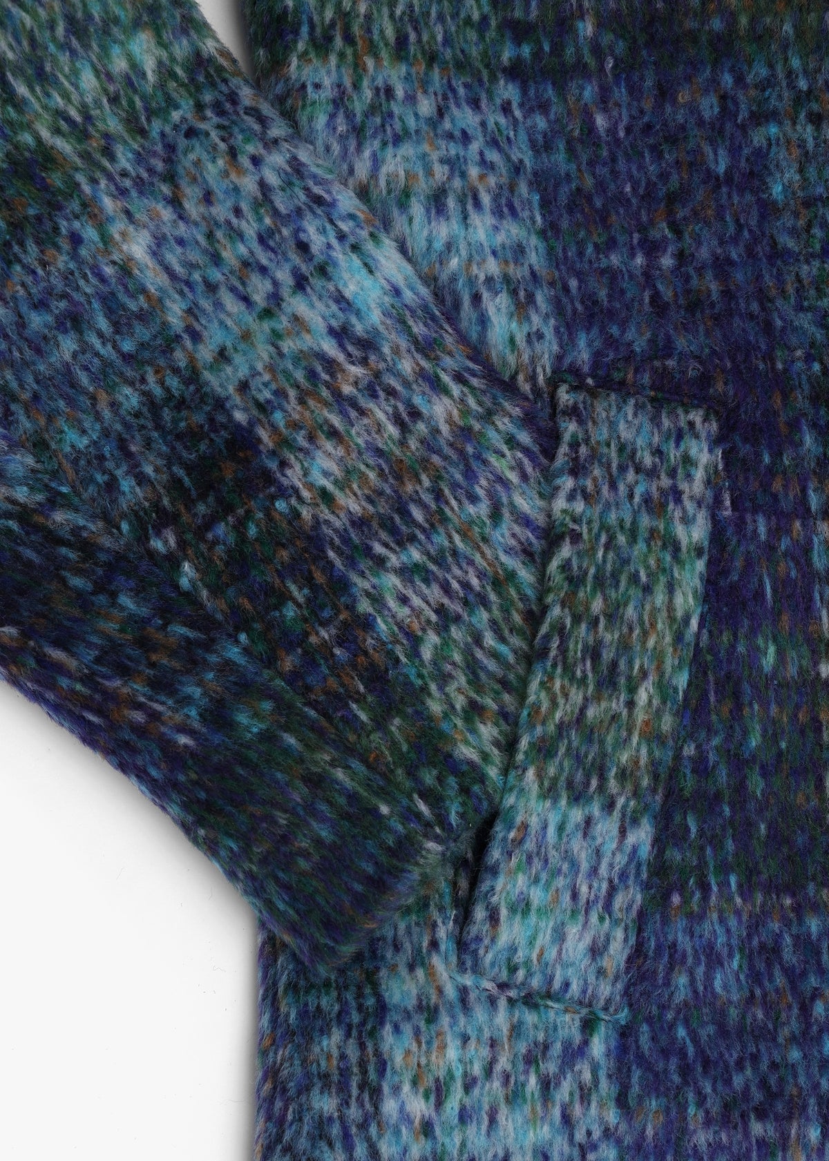 Multicoloured Blue Checked Wool Mix Longline Coat
