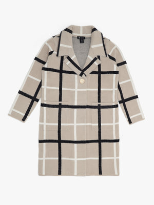 Cream Multi Knitted Longline Coat