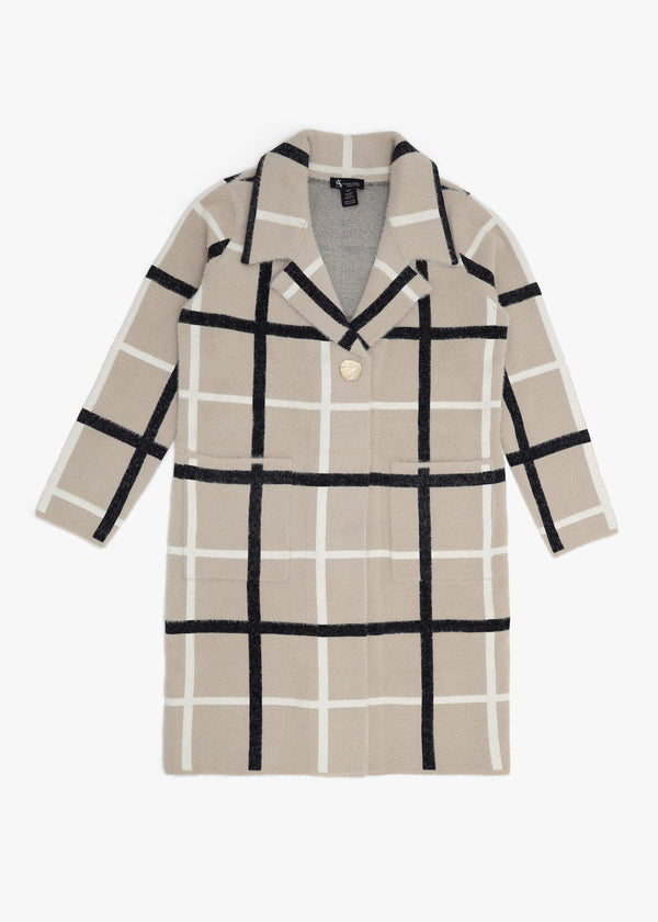 Cream Multi Knitted Longline Coat
