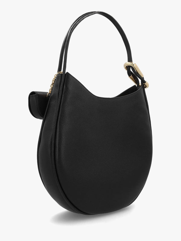 The Large Dual Black Leather Hobo Bag