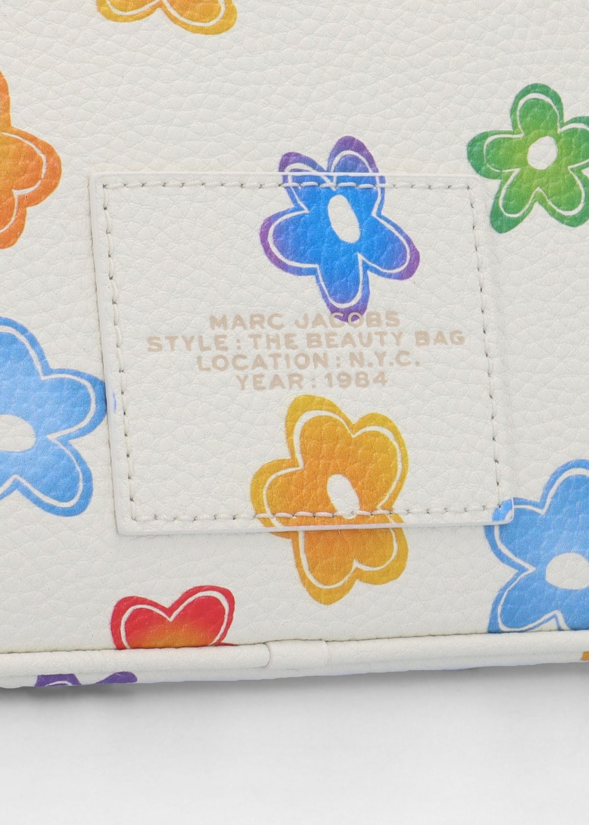 The Wild Daisy White Multi Leather Beauty Bag