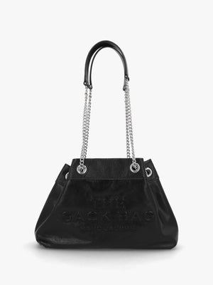 The Small Black Leather Chain Sack Bag