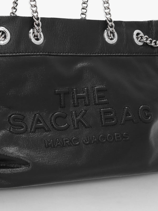 The Small Black Leather Chain Sack Bag