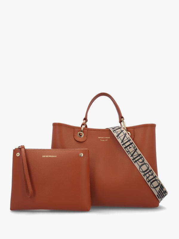 Cuoio Rosso Pebbled Shopper With Pouch