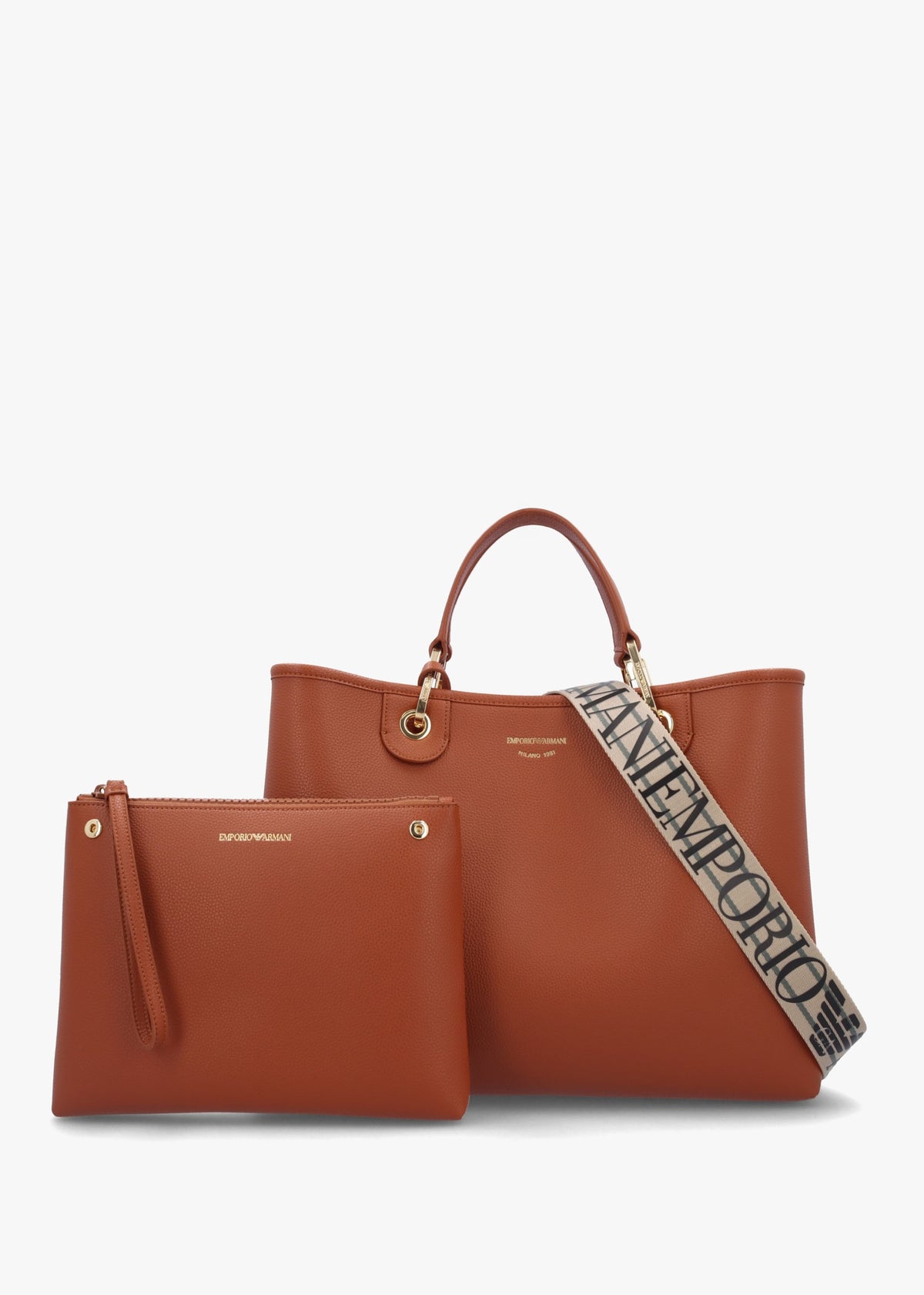 Cuoio Rosso Pebbled Shopper With Pouch